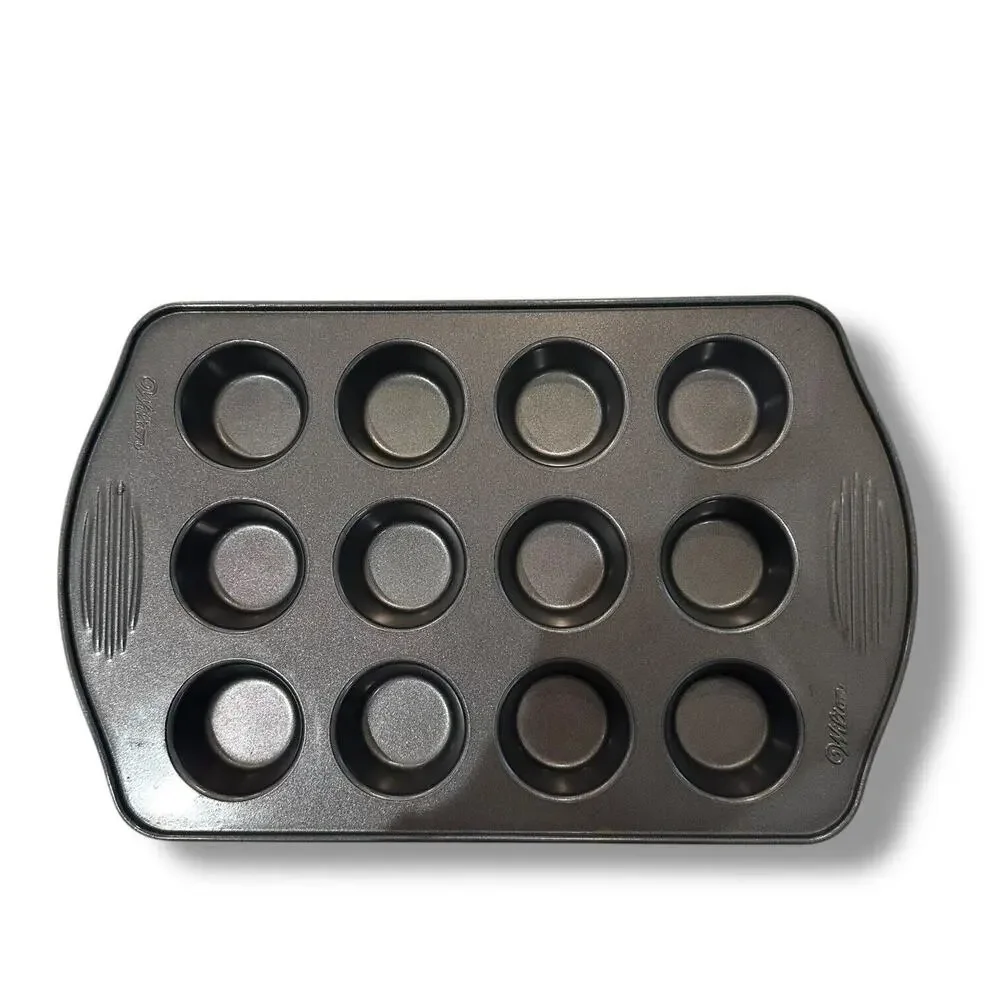 Wilton Mini Muffin Pan Tin Cheese Cake Egg Rounds Non-Stick 12 Holes Heavyweight
